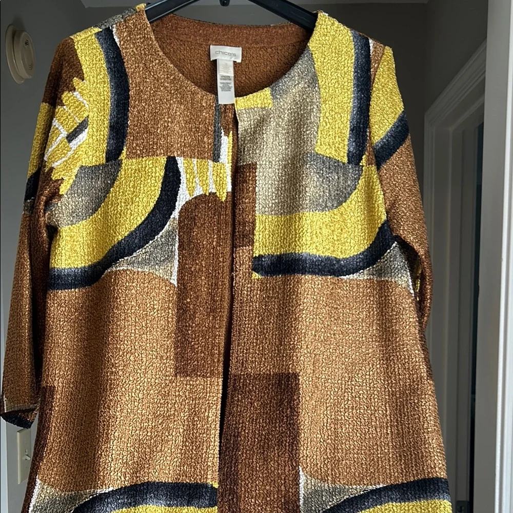 Chico's Abstract Patterned Jacket-Reversible - Picture 2 of 6